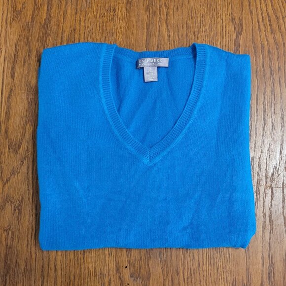 Charter Club 100% cashmere women's V neck sweater in teal size S - Picture 5 of 9